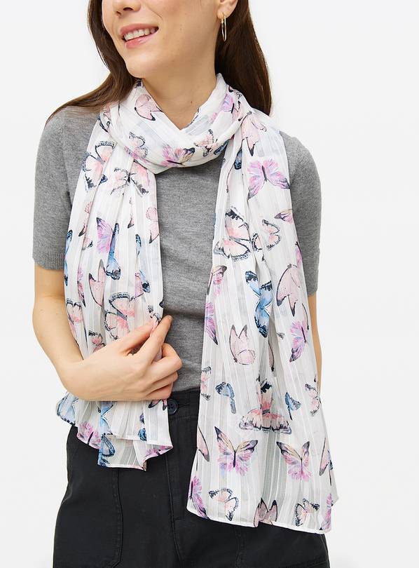 Butterfly Print Lightweight Scarf One Size